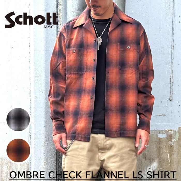 Schott N.Y.C 2025FW SCHOTT ショット OMBRE CHECK FLANNEL LS