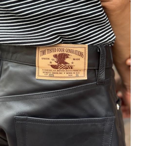 Schott ショット 782-5915002 LOT.025 LEATHER PANTS レザーパンツ カウレザー 牛革 ブラック バイカー レザーパンツ メンズ 正規販売店の画像