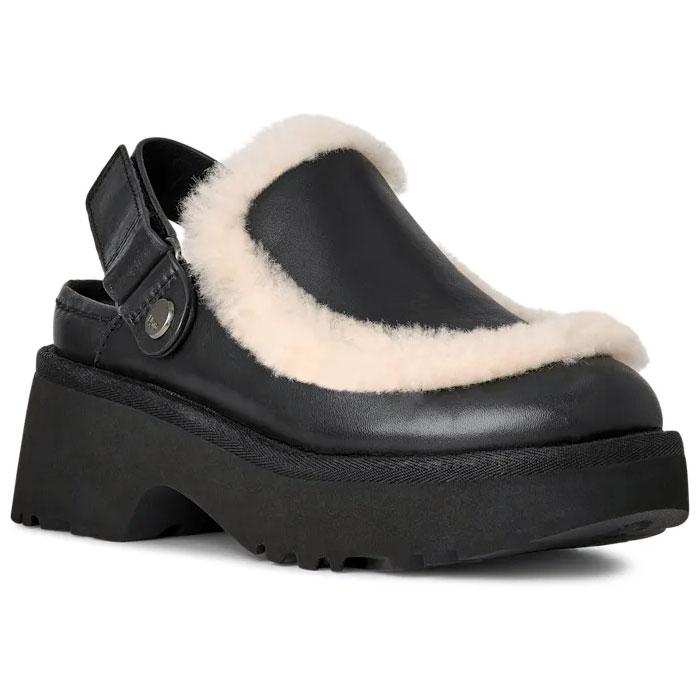 【美品】UGG アグ ブラック レザー ショート ムートン ブーツ 24 送料込【UGG】ムートンブーツ CLASSIC SHORT レザー 防水 (UGG