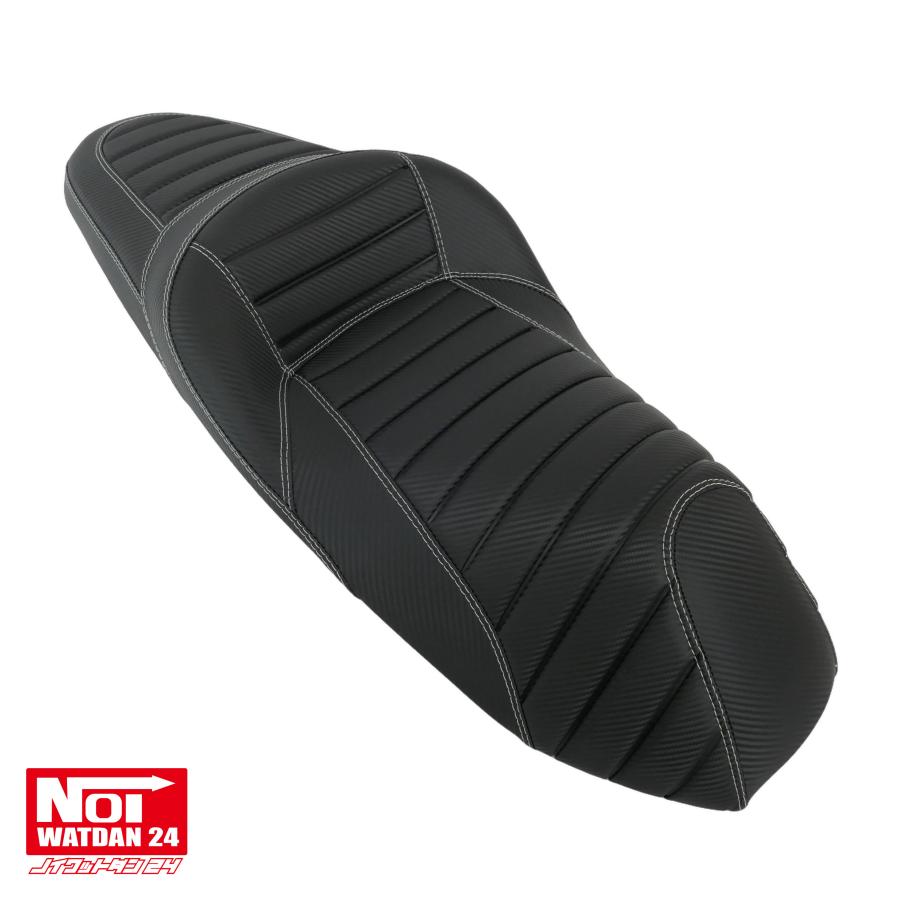 PCX　ローダウンシート　PCX160 PCX150 PCX125　NOI WATDAN24　段付きタックロール　約2cmローダウン　カーボンブラック/ホワイトステッチ　高反発ウレタン内蔵 | ホンダ | 01