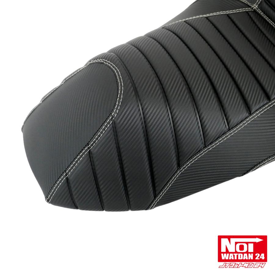 PCX　ローダウンシート　PCX160 PCX150 PCX125　NOI WATDAN24　段付きタックロール　約2cmローダウン　カーボンブラック/ホワイトステッチ　高反発ウレタン内蔵 | ホンダ | 02
