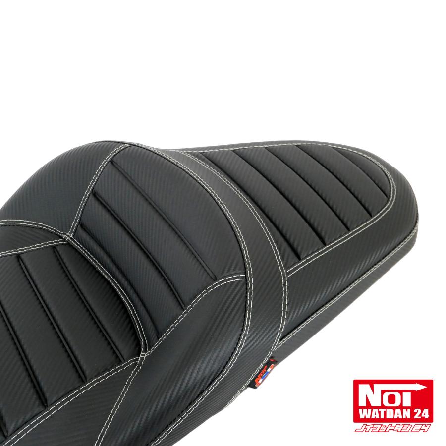 PCX　ローダウンシート　PCX160 PCX150 PCX125　NOI WATDAN24　段付きタックロール　約2cmローダウン　カーボンブラック/ホワイトステッチ　高反発ウレタン内蔵 | ホンダ | 03