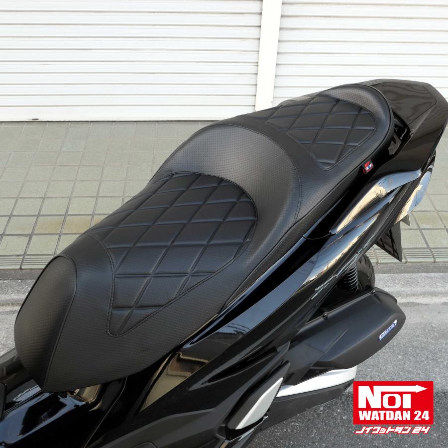 PCX　ローダウンシート　PCX160 PCX150 PCX125　NOI WATDAN24　ダイヤプレスカスタム　約2cmローダウン　パンチングブラック　高反発ウレタン内蔵 | ホンダ | 08
