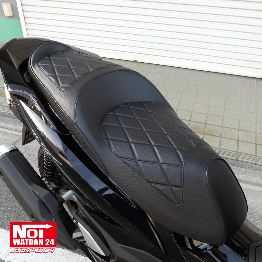 PCX　ローダウンシート　PCX160 PCX150 PCX125　NOI WATDAN24　ダイヤプレスカスタム　約2cmローダウン　パンチングブラック　高反発ウレタン内蔵 | ホンダ | 09