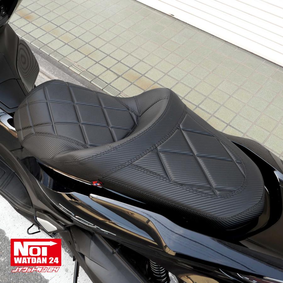 PCX　ローダウンシート　PCX160 PCX150 PCX125　NOI WATDAN24　段付きダイヤプレス　約2cmローダウン　カーボンブラック/ブラックステッチ　 高反発ウレタン内蔵 | ホンダ | 11