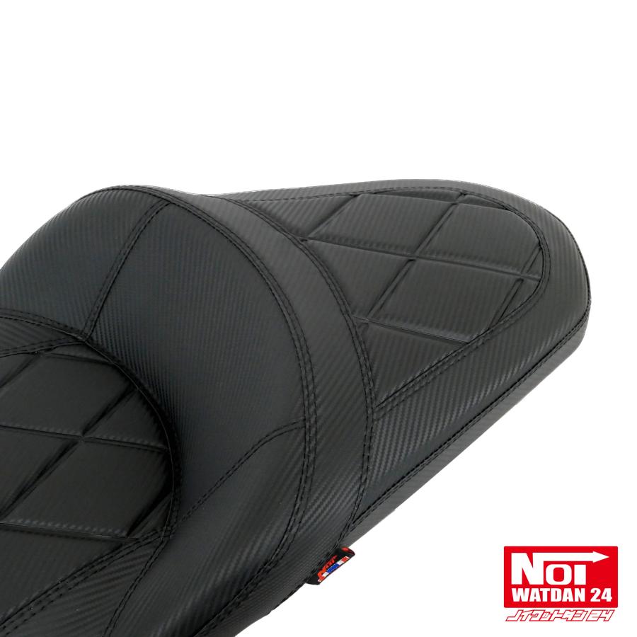 PCX　ローダウンシート　PCX160 PCX150 PCX125　NOI WATDAN24　段付きダイヤプレス　約2cmローダウン　カーボンブラック/ブラックステッチ　 高反発ウレタン内蔵 | ホンダ | 03