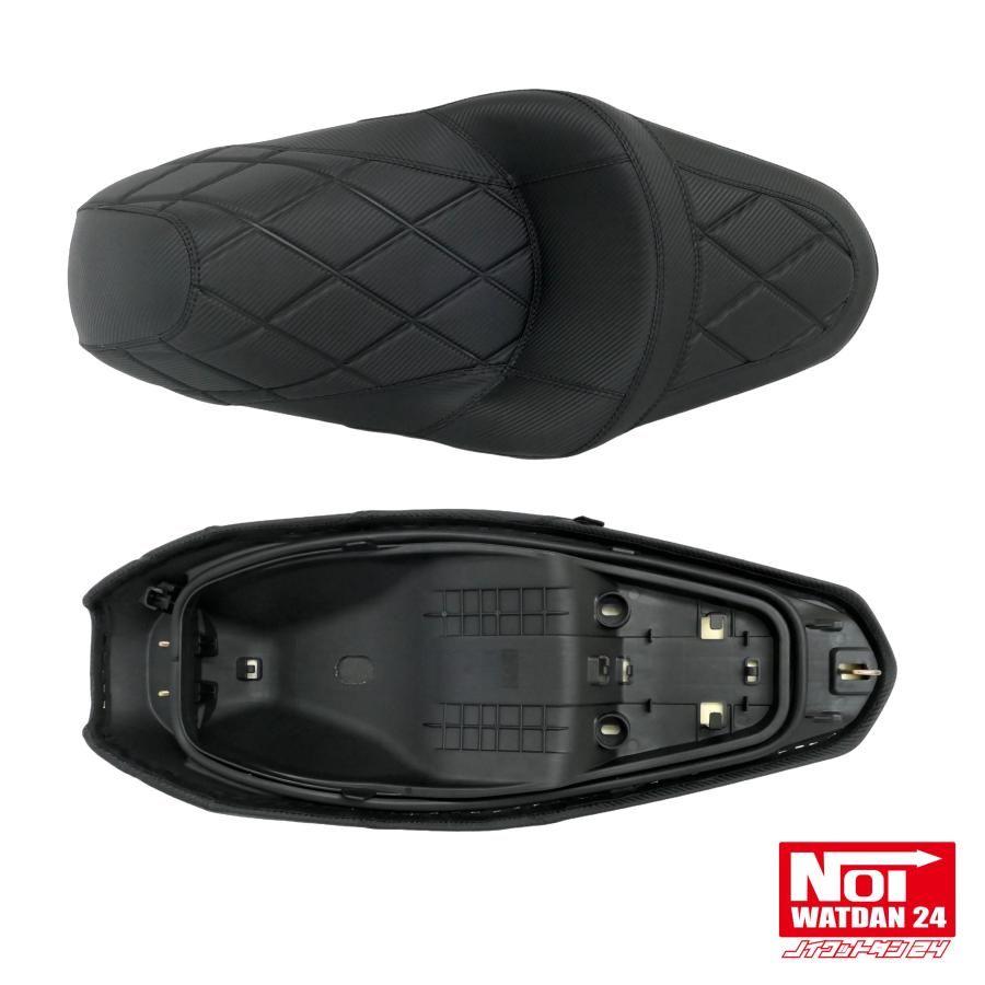 PCX　ローダウンシート　PCX160 PCX150 PCX125　NOI WATDAN24　段付きダイヤプレス　約2cmローダウン　カーボンブラック/ブラックステッチ　 高反発ウレタン内蔵 | ホンダ | 05