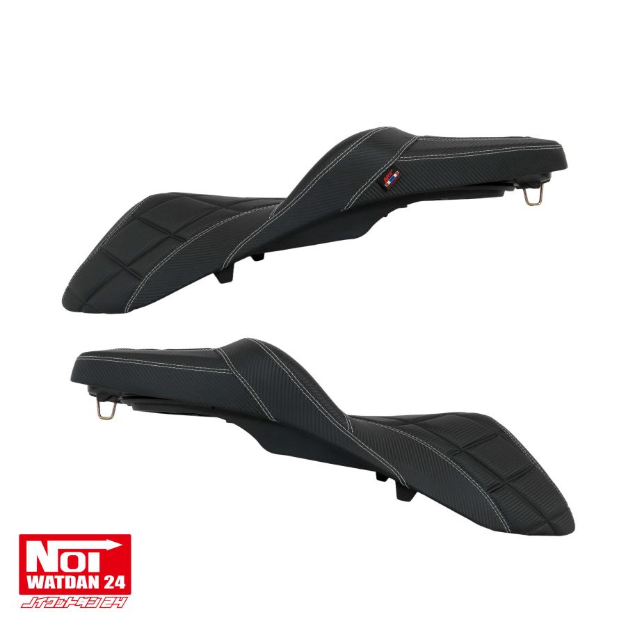 PCX　ローダウンシート　PCX160 PCX150 PCX125　NOI WATDAN24　段付きダイヤプレス　約2cmローダウン　カーボンブラック/ホワイトステッチ　 高反発ウレタン内蔵 | ホンダ | 04