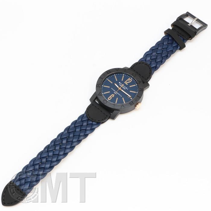 BVLGARI ブルガリ カーボンゴールド ブルー メッシュレザー  