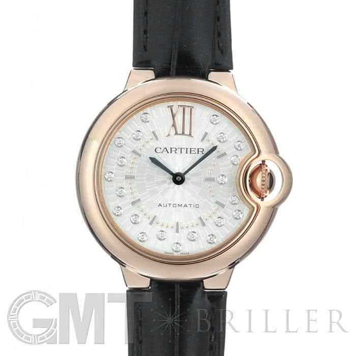 カルティエバロンブルー33mm PG 革 自動巻き レディース Cartier（カルティエ） バロンブルー 33mm オートマティック WGBB0052
