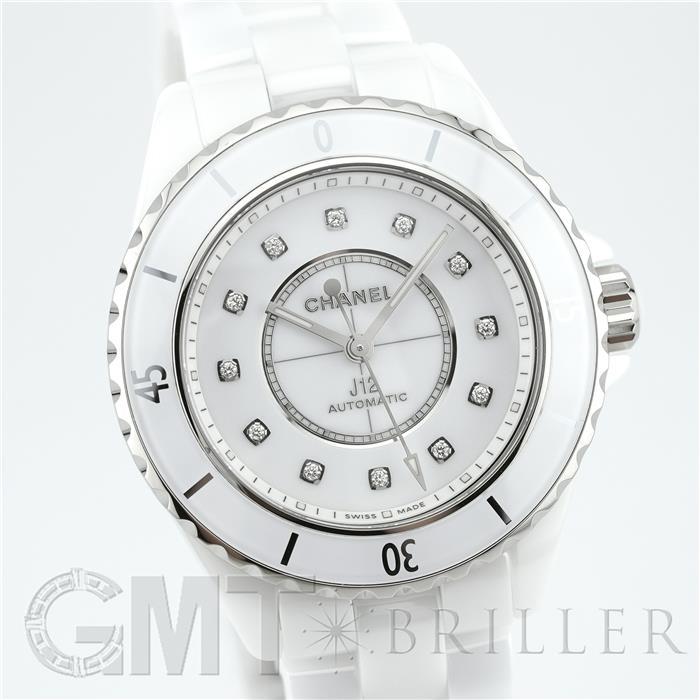 訳あり シャネル J12 12P 33mm 白 セラミックデイトクォーツ CHANEL シャネル J12 ホワイト セラミック 12Pダイヤ H9741 33mm