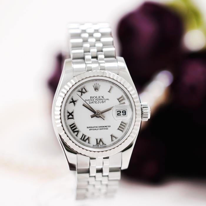 ロレックス デイトジャスト 69174 ホワイト ローマ T番 レディース 中古 腕時計 中古)ROLEX ロレックス デイトジャスト 179174 ホワイト ローマ（商品