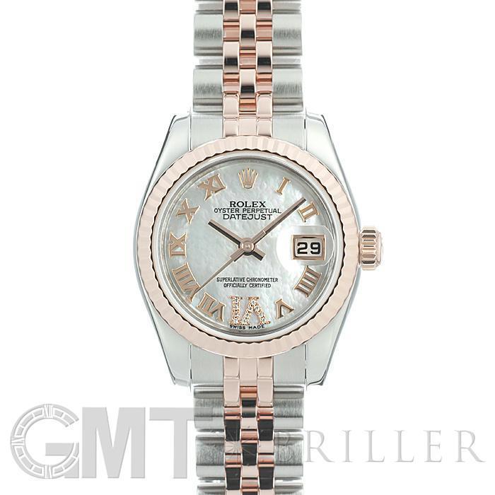 最高の  ローマ VIダイヤ ホワイトMOP 179171NR デイトジャスト ロレックス ROLEX 送料無料 腕時計 中古レディース 腕時計