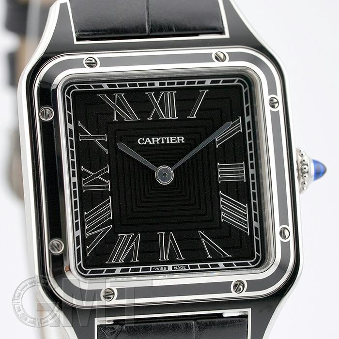 Cartier スクエア型時計サントスデュモンＬМ シルバー/ブラック サントスデュモンLM ブラックラッカー | WSSA0046 | ステンレス