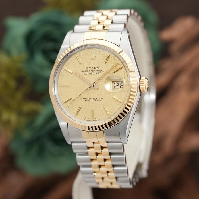【土日限定値下げ】ROLEX ロレックス デイトジャストコンビ16013 ROLEX（ロレックス） デイトジャスト 16013 シャンパンモザイク 保証書