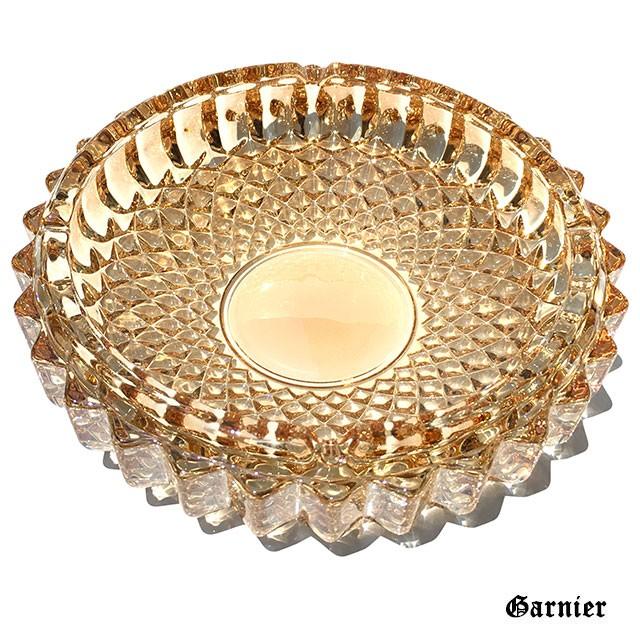 灰皿 アッシュトレイ ガラス クリスタル ゴールド 高級 装飾 小物入れ インテリア ラウンド 19.5cm :AT005:Garnier