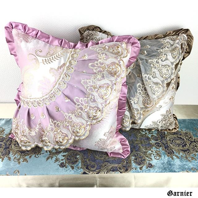 スタイルフランス 姫系 高級クッション・クッションカバー 3個セット クッションカバー フリル付 45×45 オシャレ カワイイ 姫系 フレンチ