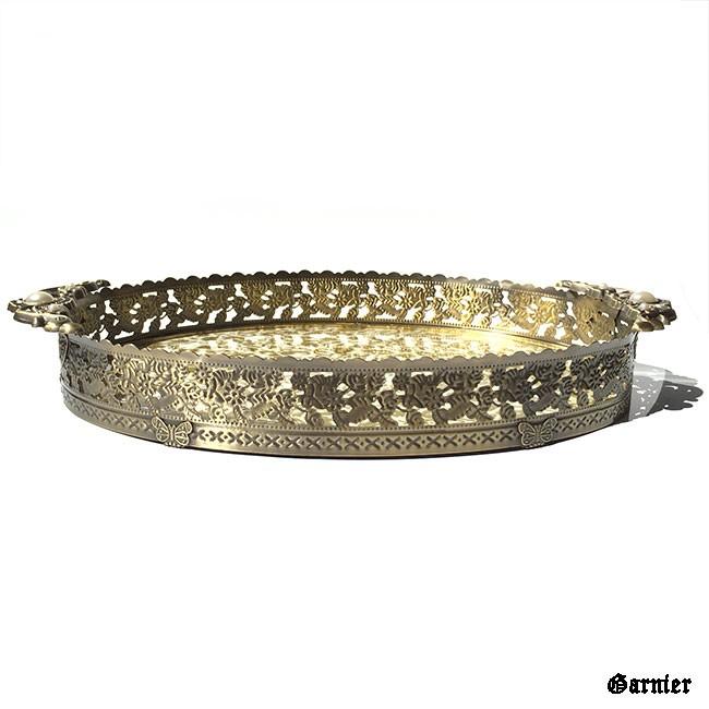 【非売品】GARNIER ゴールドアクセサリートレイ アンティーク調 ギャラリートレー プレート オーバル ゴールド