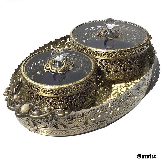 【非売品】GARNIER ゴールドアクセサリートレイ アンティーク調 ギャラリートレー プレート オーバル ゴールド 展示