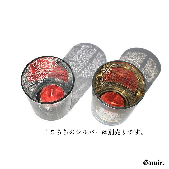 キャンドルホルダー グラス ガラス アンティーク調 ダマスク アンバー