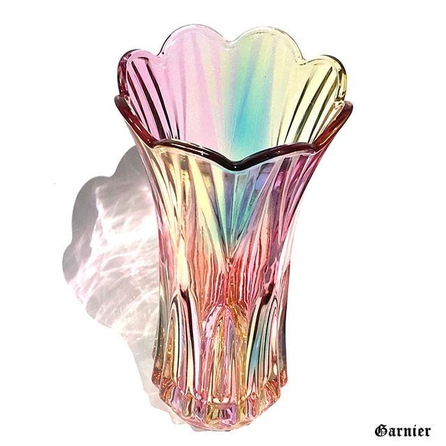 ⭐️超お得⭐️七色の虹★ボヘミア クリスタルガラス 豪華な花瓶★ハンドカット ボヘミア ガラス 500PK ハンドカット 花瓶 大型フラワーベース