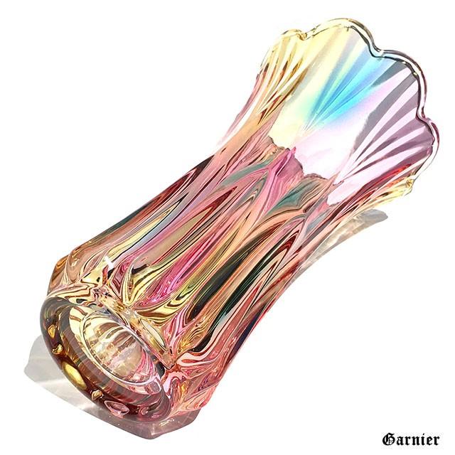 クリスタルセーブルカラー形高級クリスタルフラワーベース STILLEBEN フラワーベース Concave Vase Swirl 高さ20cm｜北欧