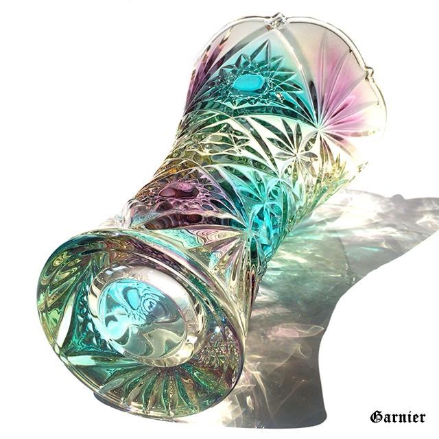 花瓶 フラワーベース ガラス クリスタル カラフル 虹色 オシャレ 高さ