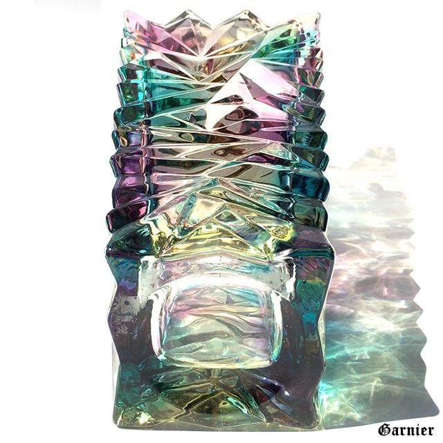 新品 オーロラ 虹色 光沢 ガラス製 花瓶 フラワーベース 花器 花瓶 フラワーベース ガラス クリスタル カラフル 虹色 オシャレ 高さ