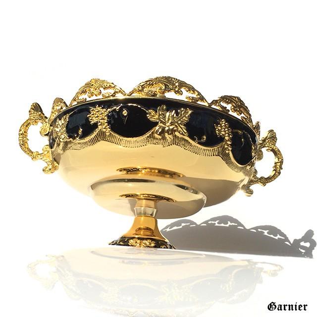 希少 カルティエ メゾン ケーキ フルーツ皿 豪華 キラキラゴールド ブラック フルーツスタンド ボウル プレート コンポート 皿 器 ブラック