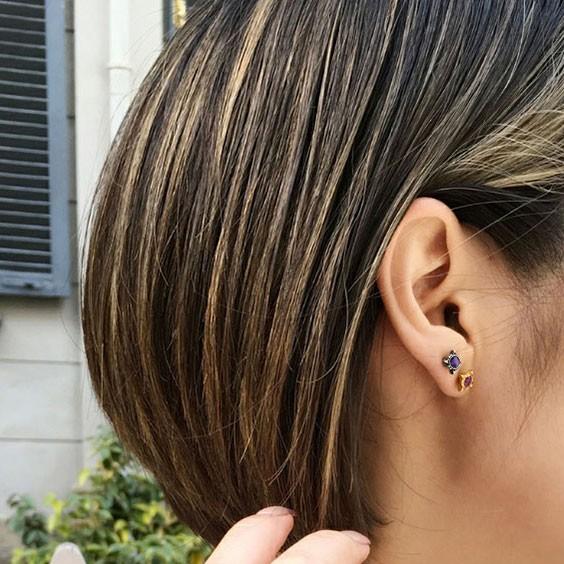 GnB 22金 ジェム スローン ピアス w/ブラックオパール Pierce：Gem