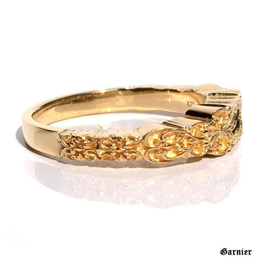 GnB 22金 フローラル フルール リング w/ブルートパーズ 22k Ring Floral Fleur Engraved Gold917｜gnb-garnier｜03