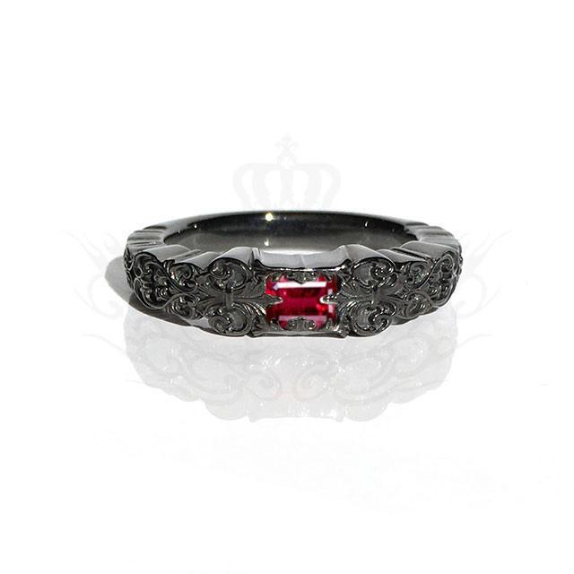 GnB フローラル フルール リング w/ルビー / ブラックロジウム Ring