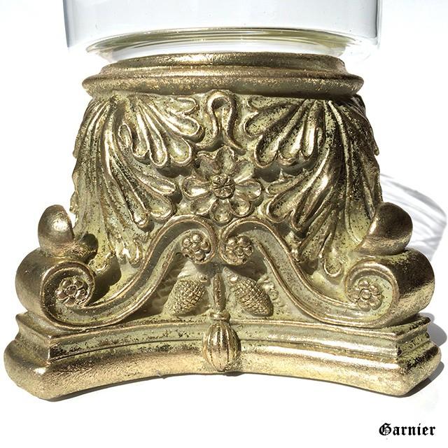 アンティーク ガラスホルダー 花瓶 小物入れ シャンパンゴールド