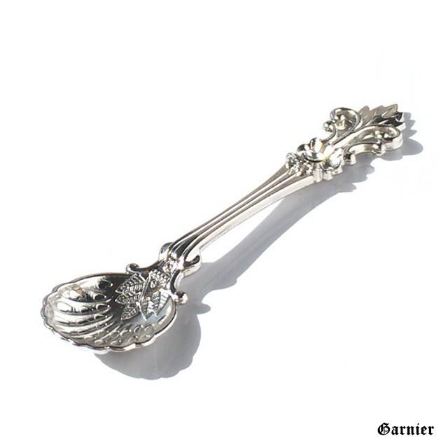 アンティーク スプーン デザート コーヒー ティー 百合の紋章 フレア