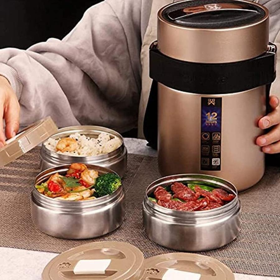 サーモス ランチジャー 保温弁当箱 大容量 ステンレス 保温ランチジャー フードジャー ポータブルお弁当箱 食器と収納バッグ付き ランチ