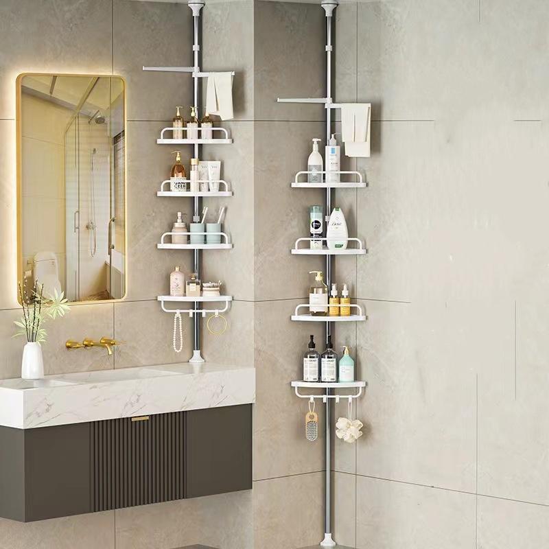 シャンプーラック ステンレス 錆びない 4段 おしゃれ お風呂 収納 バスラック 石鹸置き 突っ張り棚 浴室 ラック バスルーム 風呂 浴室収納 の商品画像