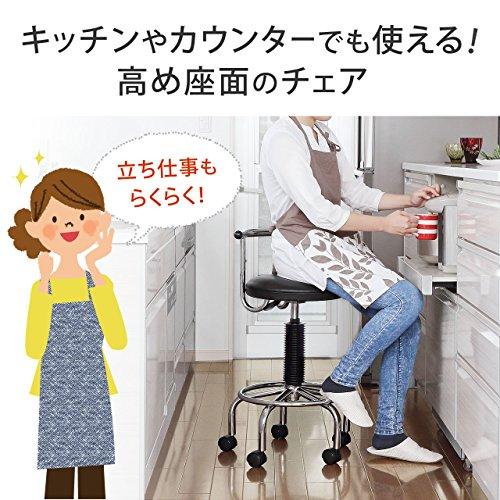 サンワダイレクト　キッチン椅子　キャスター　固定脚付　座面高さ54.5〜67.5cm　360°回転　ホワイト　150-SNCH008W