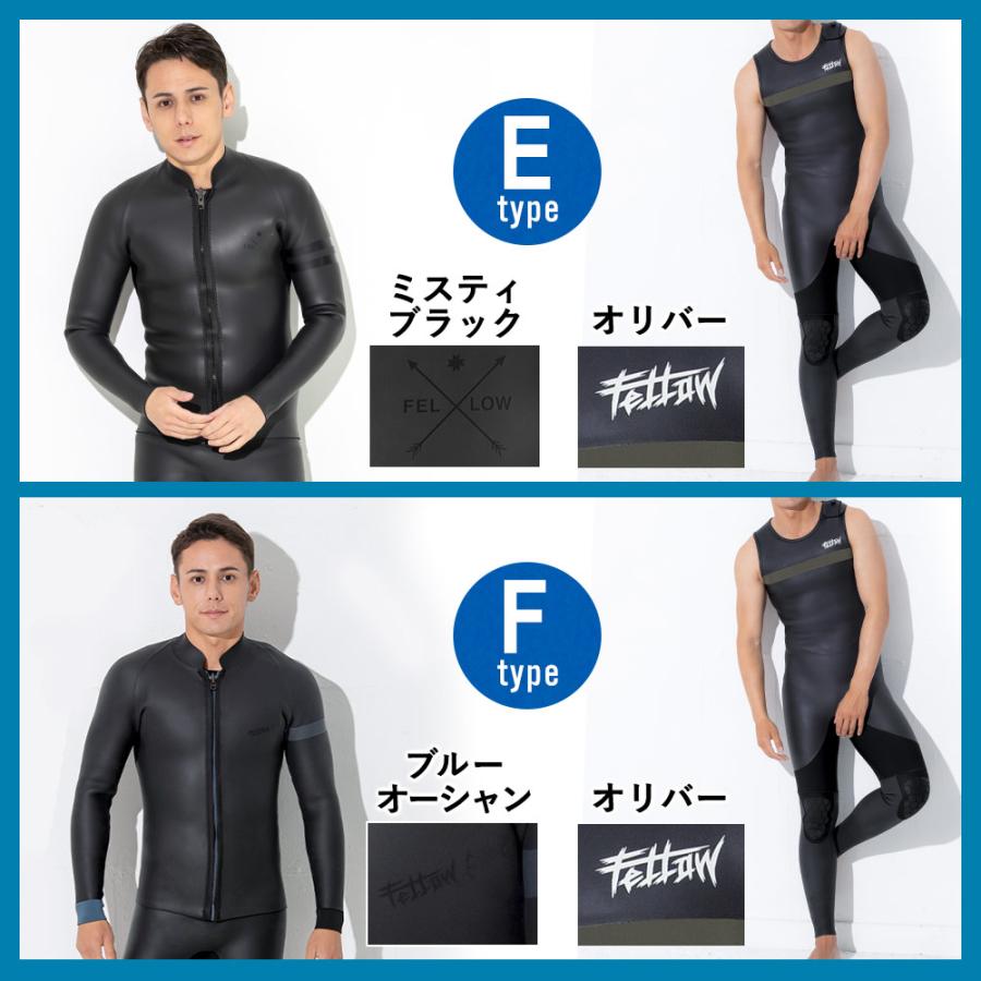 FELLOW ウェットスーツ ブラック/ターコイズ　タッパーとロングジョン2点 FELLOW ウェットスーツ タッパー ＆ ロングジョン セット メンズ