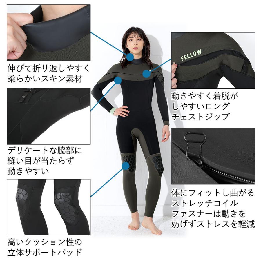 FELLOW ウェットスーツ レディース ロングチェストジップ FELLOW ウェットスーツ レディース ロングチェストジップ