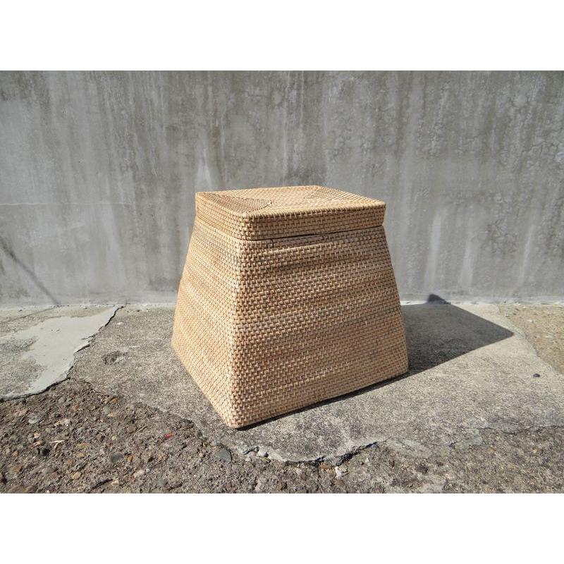 かご カゴ 籐かご ラタン ボックス 収納かご 台形 ふた付きかご ふた