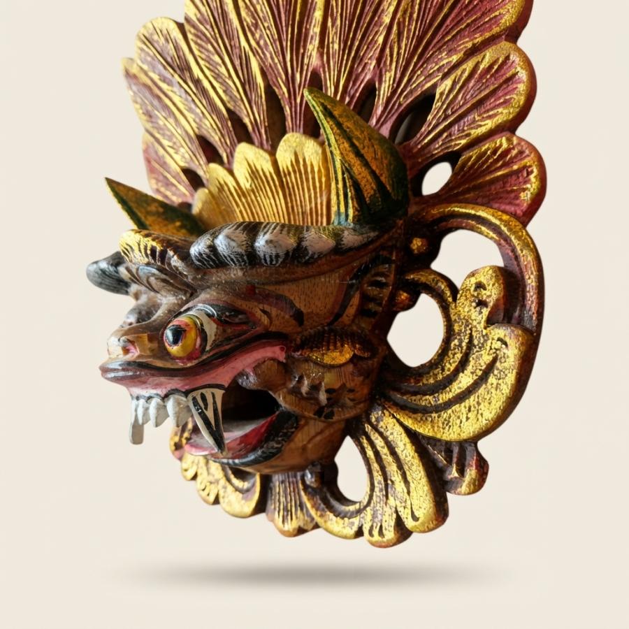 バリ 壁掛け マスク 木彫り 手彫り Barong バロン の魔除け 壁飾り