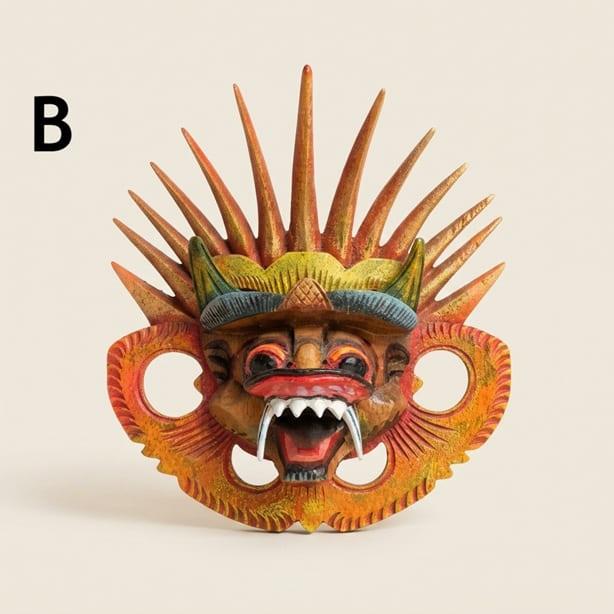 バリ 壁掛け マスク 木彫り 手彫り Barong バロン の魔除け 壁飾り