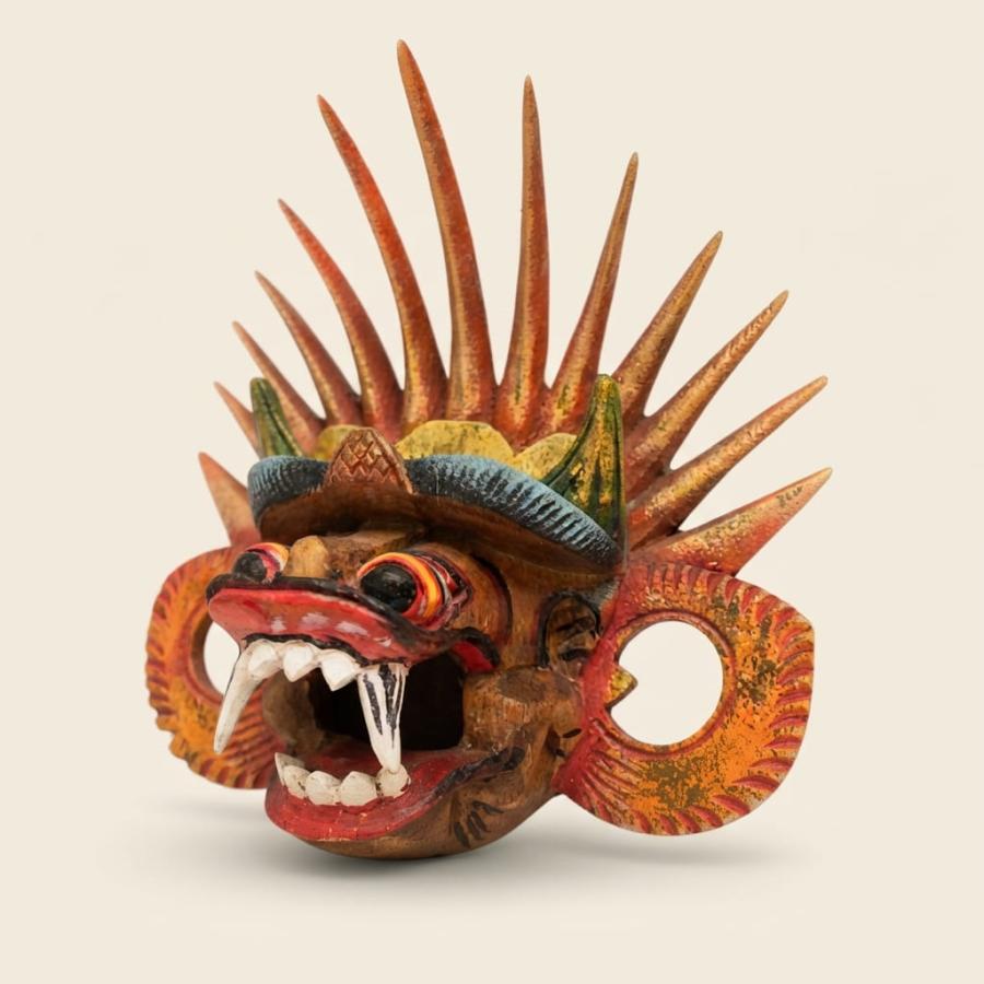 バリ 壁掛け マスク 木彫り 手彫り Barong バロン の魔除け 壁飾り