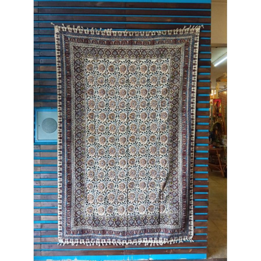 イラン　ペルシャ絨毯　更紗　人気のザクロ柄　ベッドカバー 160x240 cm マルチカバー テーブルクロス ペルシャ更紗 木版染め イラン