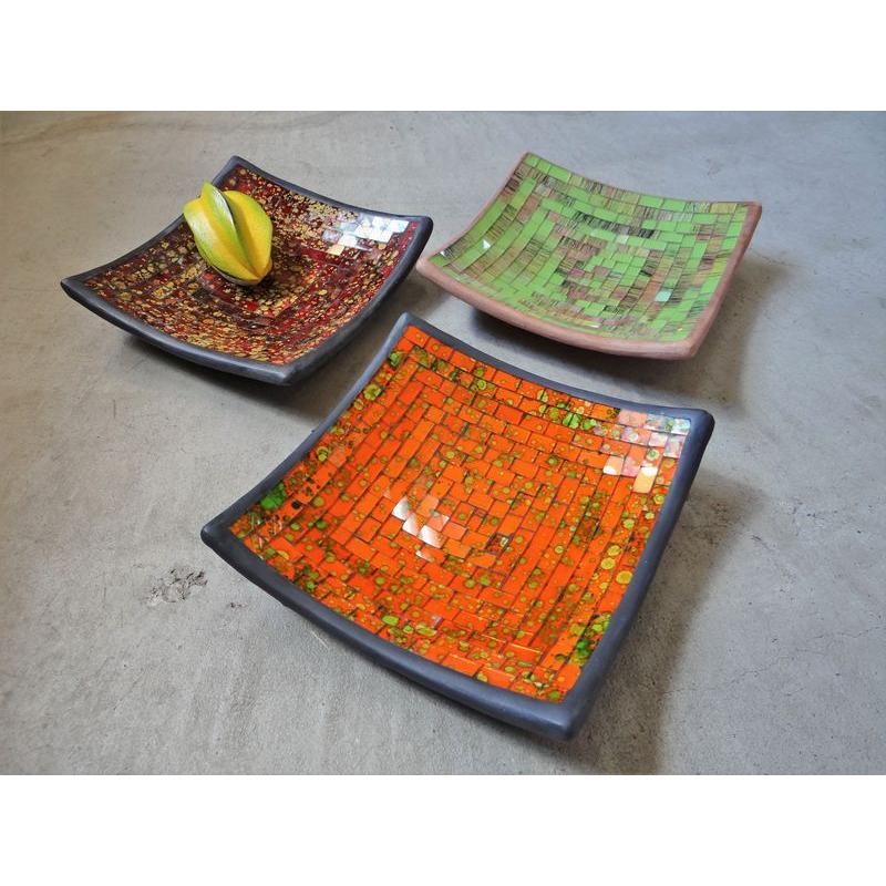 モザイクトレー 素焼き 陶器 飾り皿 おしゃれ インテリア雑貨