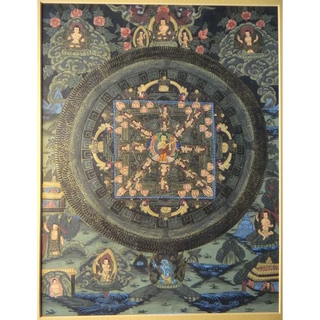 送料無料 一点物 タンカ 曼荼羅 マンダラ ブッダ 仏陀 26×33cm 仏画