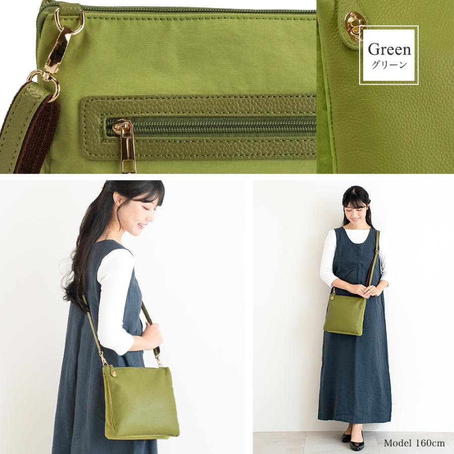 お財布ショルダー バッグ お財布ポシェット レディース 本革 ミニショルダー 旅行用 牛革＆ナイロン ポケットの多い バッグ PRAGMA プラグマ | PRAGMA | 16