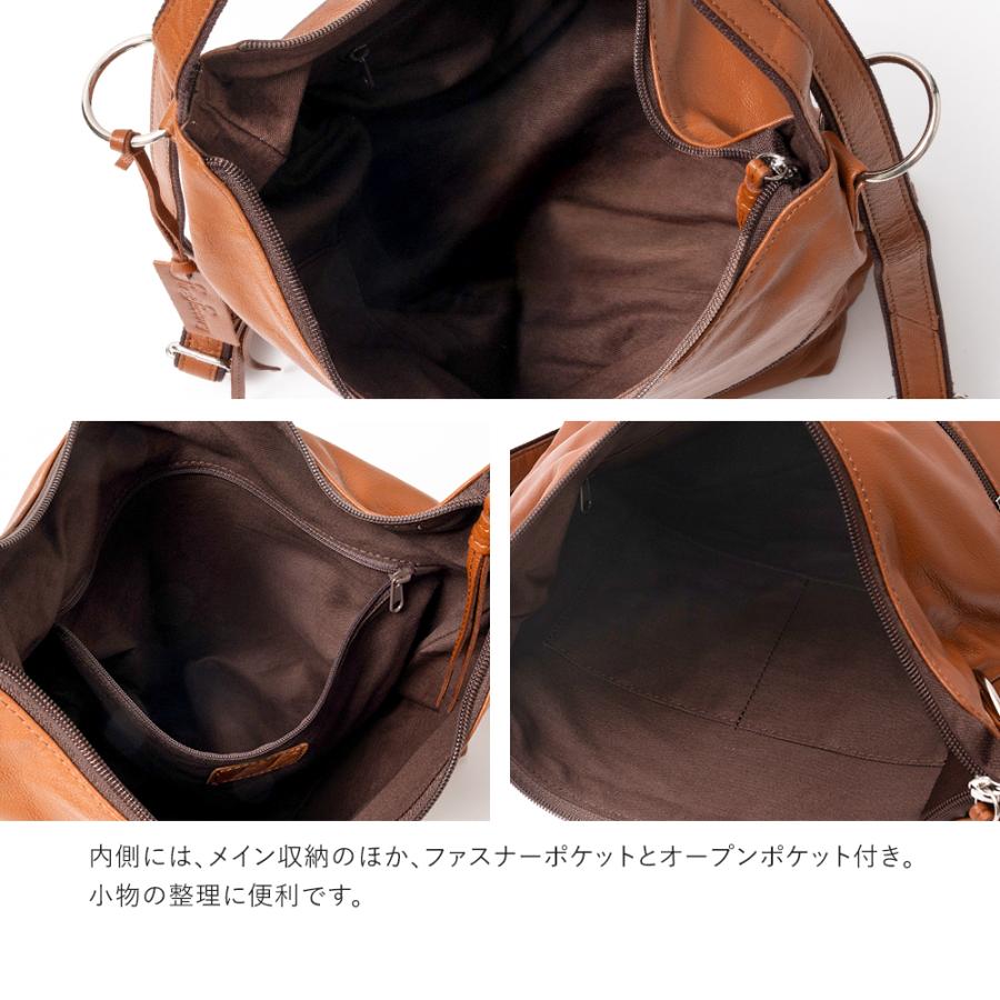 リュック レディース 本革 3way ショルダーバッグ 大人 大きめ A4 山羊革 ゴートレザー 軽量 軽い 通勤 通学 旅行 リュックサック シンプル 黒 first factoryの画像