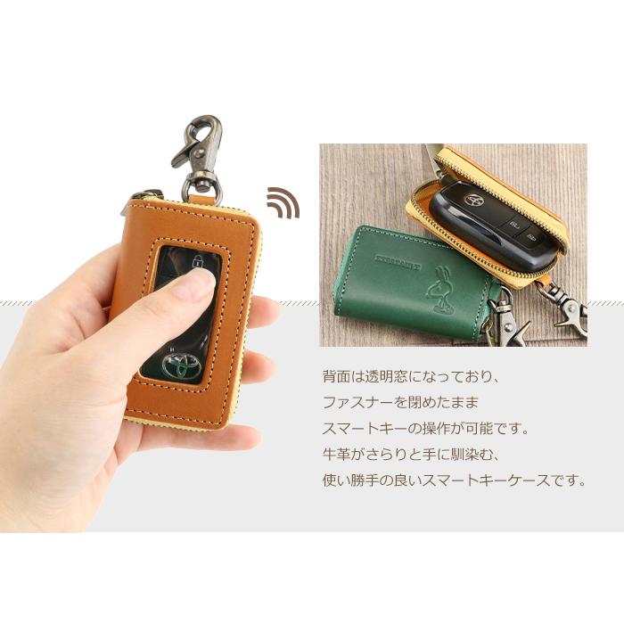 SNOOPY（スヌーピー） スマートキーケース 本革 窓付き 革 ラウンド