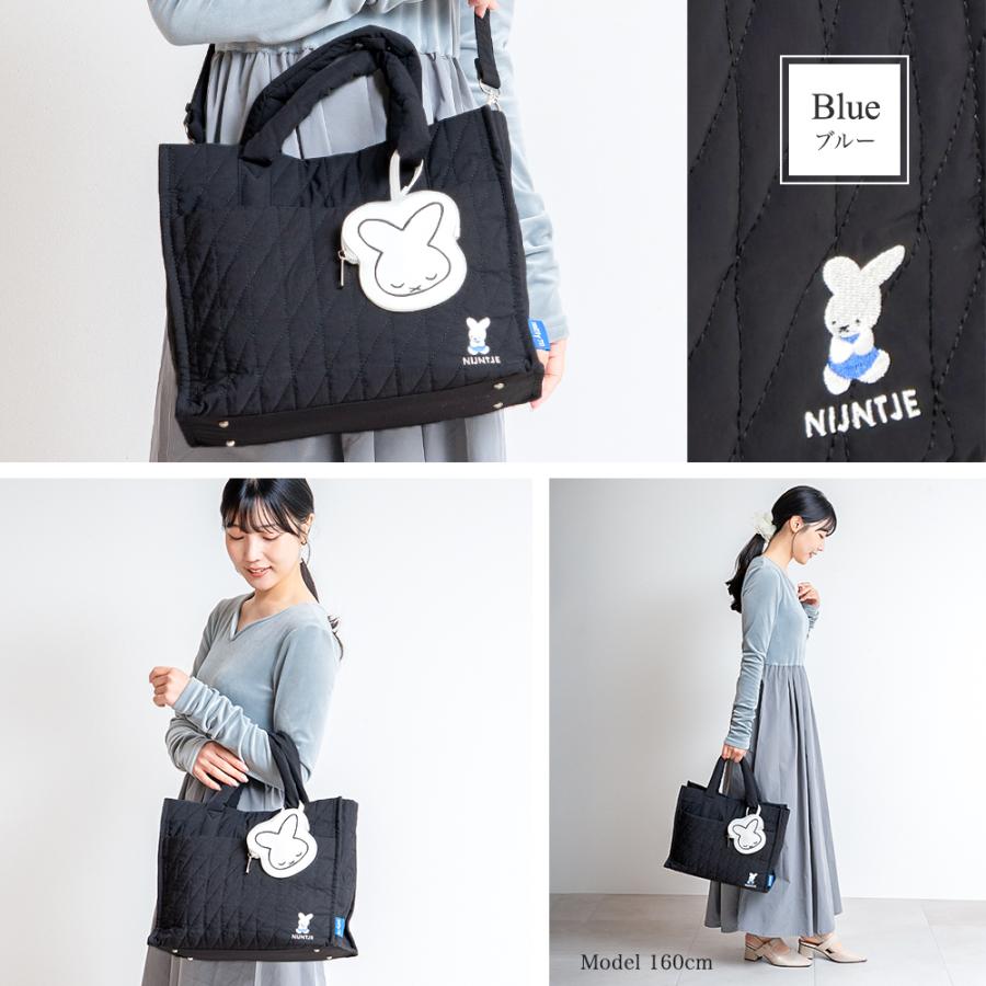 ミッフィー バッグ 2way ショルダーバッグ レディース トートバッグ A4 ナイロン 軽量 イザック Y'SACCS コラボ キルティング ポーチ付き 刺繍 大きめ miffyの画像